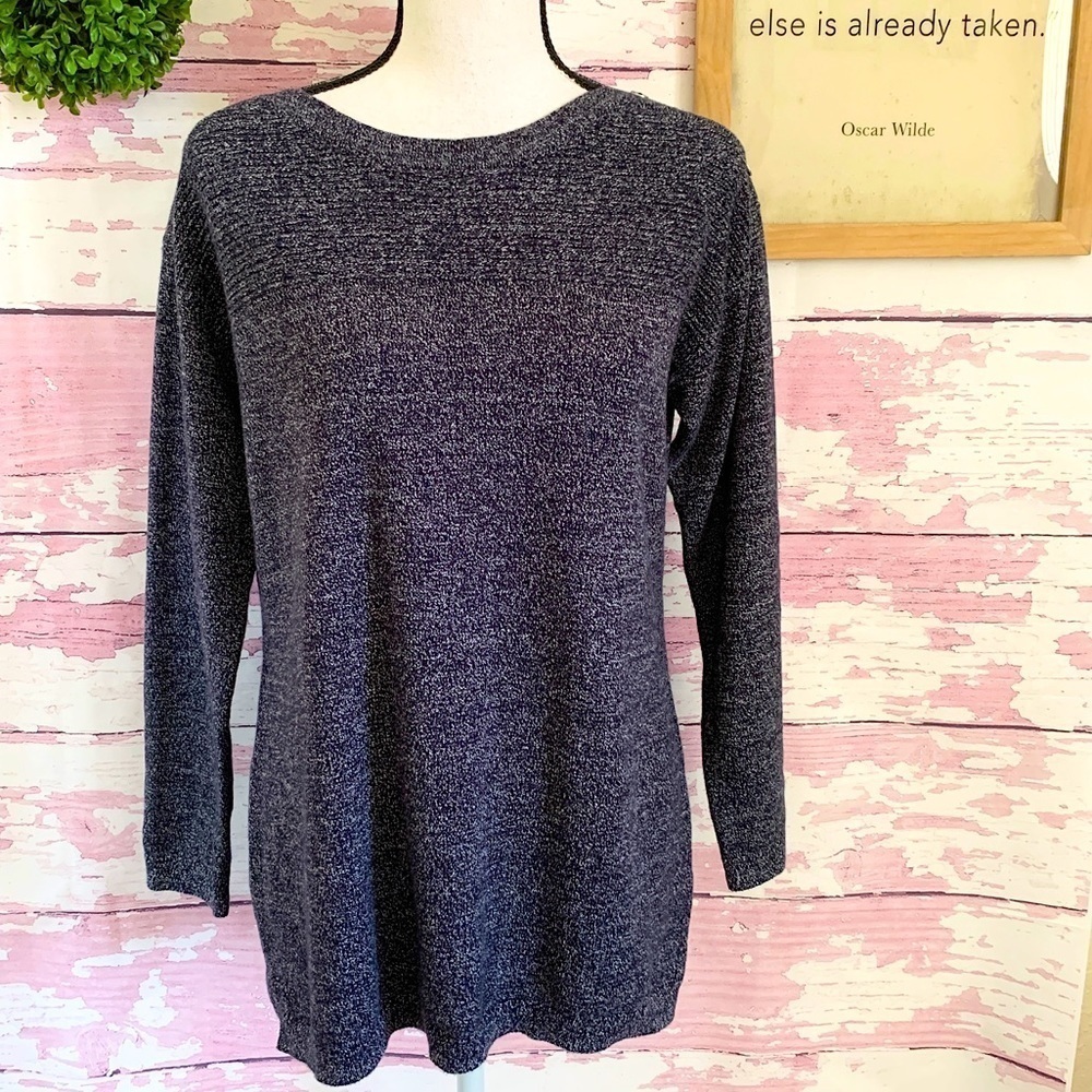 TALBOTS Women’s Blue Boat Neck Button Shoulder Sweater Size Petite Medium PM MP